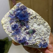 400G Rare blue purple cubic fluorite mineral crystal samples/China picture