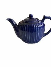 Fraunfelter Ohio Vintage China Ribbed Cobalt Blue Teapot picture