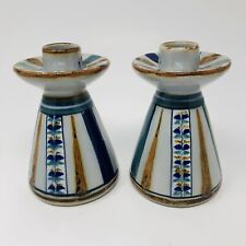 Mexican Pottery Erandi Tonala Candlesticks Mid Century Modern Signed Pair of 2 picture
