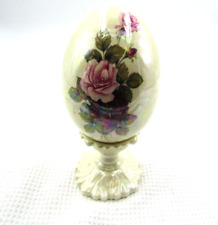 Colorful Ceramic Egg Foral Pattern on stand 6 1/2