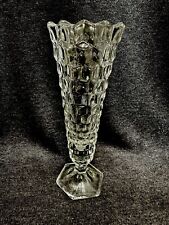 VINTAGE FOSTORIA  AMERICAN CUBIST GLASS  HEX FOOT BUD VASE 8 3/8” Tall 3” Dia. picture
