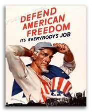 1940s “Defend American Freedom” WWII Historic War Poster - 16x20 picture