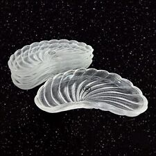 Italian Clear Glass Shell Shaped Dish Plate Set 4 Textured Glass Made In Italy picture