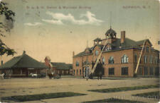 1908 Norwich,NY D. L. & W. Station & Municipal Building Chenango County Postcard picture