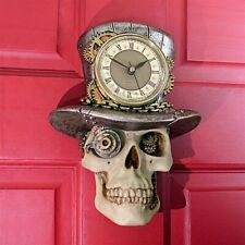 Victorian Style Industrial Steampunk Skull of the Mad Hatter Quartz Wall Clock picture