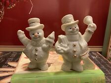 (2) Lenox Snowmen~(1) Ringing Bell (1) Holding Xmas Tree~Hand Painted/24K Gold~ picture