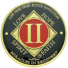 NA 2 Year Red, Gold Color Plated Coin, Narcotics Anonymous Medallion picture