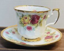 Tea Cup & Saucer Queens Fine Bone China Red Yellow Roses England Est 1875 Gift picture