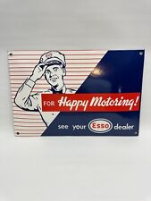 ESSO HAPPY MOTORING VINTAGE STYLE SIGN CONVEX SHAPPED RETRO METAL SIGN picture