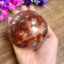 790g 82mm Red Fire QUARTZ Hematoid Crystal Polished sphere Ball Healing 1th picture