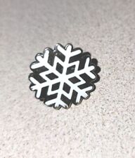 Vintage 1987 Hallmark Silver and White Enamel Snowflake Lapel Pin Pinback picture