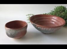 Kintsugi Japanese style repair Waraku Kawasaki Red ware ceramic bowl Signed Set picture