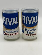 Vtg Rival Dog Food Tumbler Set of 2 Blue Ribbon Recipe picture