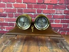 AS-IS Vintage HOWARD MILLER Brass Key Wind CLOCK & BAROMETER w/ STAND No Key picture