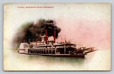 Antique Postcard Ephemera Mississippi River Steamboat Old St Louis Passengers picture