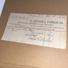 1894 Antique Letterhead Arthur Parker Veterinary Surgeon & Dentist Providence RI picture