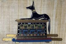 Rare Authentic Hand Painted Ancient Egyptian Papyrus-Anubis -12x8 Inch picture