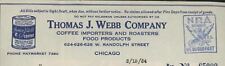 1934 CHICAGO IL THOMAS J WEBB COMPANY COFFEE IMPORTERS ROASTERS INVOICE 27-76 picture