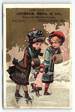 c1880 FREDERICKTOWN OH JOHNSON BROS & CO ICE SKATING VICTORIAN TRADE CARD P2821G picture