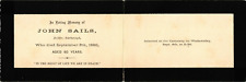 US Victorian 1880 Remembrance Mourning Card -John Sails of Scarborough -Foldable picture