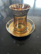VTG Pasabahce Turkish Tea Cup And Saucer, Gold Tone Gilded And Scroll Design picture