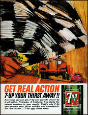 1963 7up Cola soda 7 UP Car Road Rally Race real action retro art print ad LA7 picture