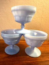 Jeanette Glass DORIC Delphite BLUE Milk Glass Footed Sherbet Fruit Cup 3.5