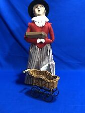 Vintage Byers Choice 1999 Plimoth Plantation Pilgrim Woman with Trencher & Cart picture