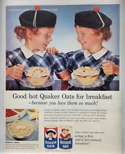 1959 Quaker Oats Two Cute Girls MCM Vtg Print Ad Poster Man Cave Art Deco 50's picture