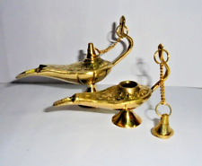 2 Vintage Rare Brass Oil Lamp Aladdin Genie Home Decor Incense Burner Gift eBay picture