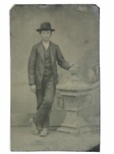 Antique 1890s Tintype Victorian Wild West Young Man American Frontier Iowa picture