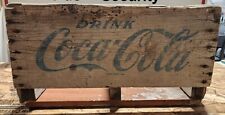 VINTAGE RARE COCA COLA TALL BOY GREEN LETTERING WOODEN BOTTLE CRATE 11/65 picture
