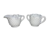Fenton Cream and Sugar Set Vintage 1950s Hobnail White Milk Glass Star-Shaped picture