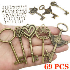 69Pcs Antique Vintage Look Ornate Skeleton Key Fancy Heart Bow Pendant Gifts USA picture