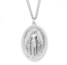 N.G. Sterling Silver Miraculous Medal Pendant on 27 Inch Necklace Chain picture