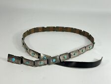 Vintage Signed LP Navajo Sterling Silver with King Man Turquoise Concho Belt picture