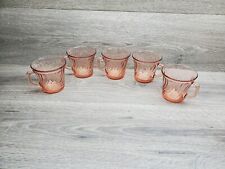 Vtg Arcoroc France Pink Rosaline Swirl Glasses/Cup/Coffee/Tea Cups Set Of 5 picture
