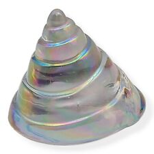 Vtg Silvestri Seashell Blown Art Glass Paperweight Iridescent Nautilus Shell 4