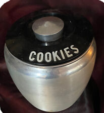 Vintage Kromex Aluminum Cookie Canister GUC Repaired Lid Made In USA picture