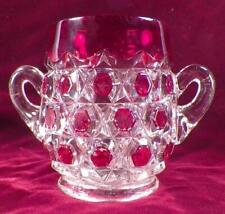 Red Block Sugar Bowl Fostoria 150 Ruby Stained EAPG Captain Kidd 1890 Antique picture