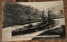 Antique Postcard U.S.S. “Wyoming”, Pacific Fleet Passing Culebra Panama Canal picture
