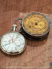 Set of Boy Scout Compass & Waltham Pocket Watch | Scout Oath | Calender Compass picture