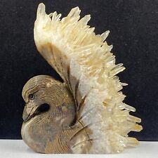 481g Natural quartz crystal cluster mineral specimen, hand-carved the Swan, gift picture