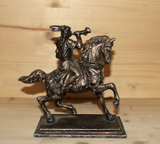 Antique hand made metal horse rider with horn figurine picture