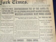1922 AUGUST 11 NEW YORK TIMES - BROTHERHOODS TIE UP THE SANTA FE - NT 8369 picture