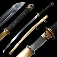 Japanese 98 Type Military Saber Katana Clay Tempered T10 Steel Samurai Sword  picture