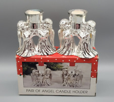 2 Vtg International Silver Company Angel Cherub Taper Candle Holder Silverplated picture