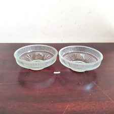 Vintage Old Unique Design Clear Glass Bowl Pair Glassware Rare Decorative G426 picture