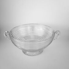 Anchor Hocking Manhattan Clear Depression Glass Ribbed 9 Inch Footed Fruit Bowl picture
