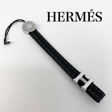 Rare Hermes Leather Strap Serie H Logo Black picture
